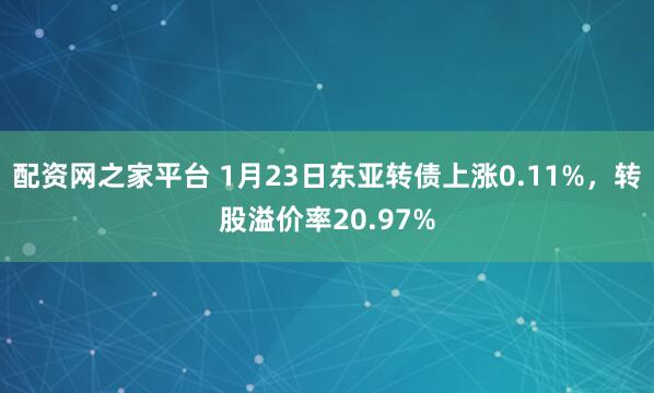 配资网之家平台 1月23日东亚转债上涨0.11%，转股溢价率20.97%